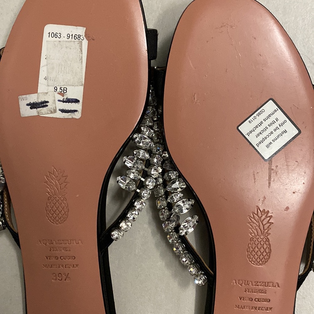 Aquazzura black satin sandals with crystals. Size 39.5. Auth. Price firm. - Picture 8 of 8